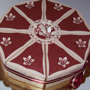 Pénzajándék átadó torta - barack-bordó közepes - Meska.hu