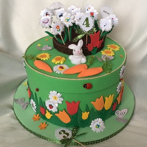 Ovis csoporttorta - Nyuszi csoportnak, Játék & Sport, Ovis zsák & Ovis szett, Egyéb ovis kiegészítő, Papírművészet, Selyemfestés, Meska