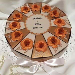 Nászajándék átadó torta őszi esküvőre - esküvő - emlék & ajándék - nászajándék - esküvői pénzátadó boríték, kártya - Meska.hu