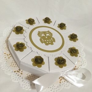 Pénzajándék átadó torta, fehér-arany mini - otthon & életmód - papír, írószer - ajándékozás kellékei - papírtorta - Meska.hu
