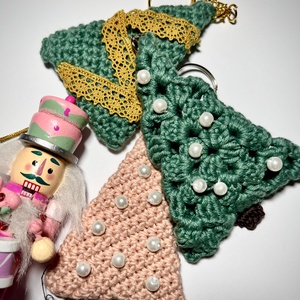 Karácsonyfa kulcstartó szett, Táska & Tok, Kulcstartó & Táskadísz, Kulcstartó, Horgolás, MESKA