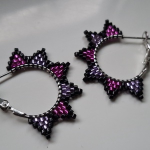 Lila-rózsaszín karika - ékszer - fülbevaló - karika fülbevaló - Meska.hu