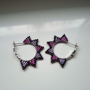 Lila-rózsaszín karika - ékszer - fülbevaló - karika fülbevaló - Meska.hu