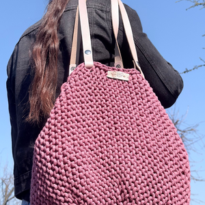 Iris � kötött válltáska bőr pánttal - táska & tok - kézitáska & válltáska - nagy pakolós táska - Meska.hu