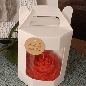 Rózsa kézműves gyertya díszdobozban, Otthon & Életmód, Gyertya, illat, aroma, Gyertya, Gyertya-, mécseskészítés, MESKA