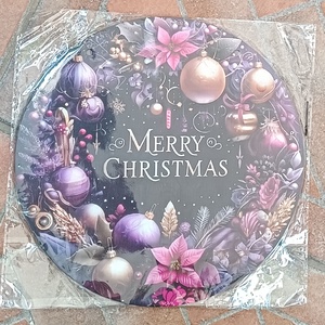 Kreatív karácsonyi alap - Lila-arany kerek Merry Christmas tábla - Meska.hu