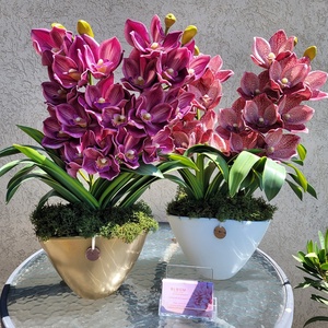 Csónakorchidea asztaldekoráció - otthon & életmód - dekoráció - virágdísz és tartó - csokor & virágdísz - Meska.hu