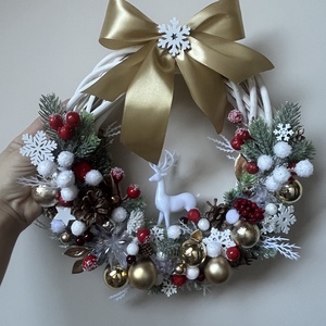 Téli csoda , Karácsony, Adventi díszek, Adventi ajtódísz, Virágkötés, MESKA