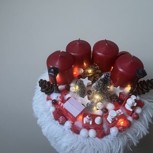 Téli csoda, Karácsony, Adventi díszek, Adventi asztaldísz, Virágkötés, MESKA