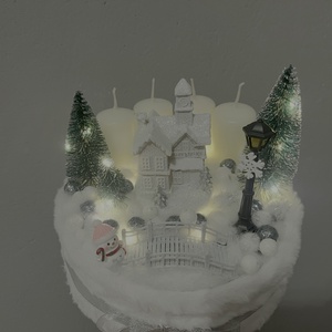 Fehér pompa - karácsony - adventi díszek - adventi asztaldísz - Meska.hu