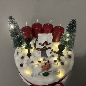 Magic of December, Karácsony, Adventi díszek, Adventi asztaldísz, Virágkötés, MESKA