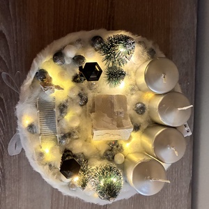 Ezüst fenyves  - karácsony - adventi díszek - adventi asztaldísz - Meska.hu