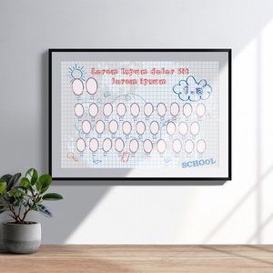Kockás sulis hátteres ballagási tabló sablon 70x100cm (.psd/.psb fájl, CMYK, 300dpi, 0,5cm kifutó) - művészet - grafika & illusztráció - digitális - Meska.hu
