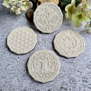 Orgonit korongok, Pentagram, Ohm vagy Aum, Élet virága és Életfa szimbólumokkal, ásványokkal gazdag - otthon & életmód - dekoráció - spiritualitás - mandala - Meska.hu