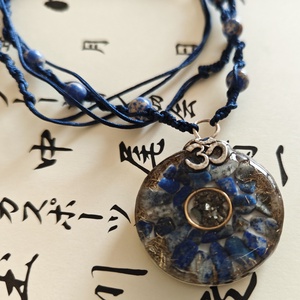 ORGONIT, harmónia lapis lazuli, pirit, szodalit ásvány nyaklánc - ékszer - nyaklánc - medálos nyaklánc - Meska.hu