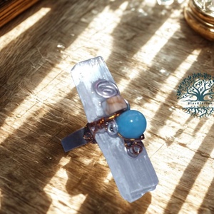 Angyali tudat szelenit, larimár, achát ásvány gyűrű - ékszer - gyűrű - statement gyűrű - Meska.hu