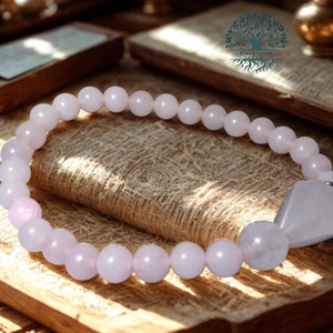 Szerelemvonzás és termékenység rózsakvarc karkötő - ékszer - karkötő - gyöngyös karkötő - Meska.hu