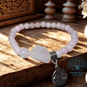 Szerelemvonzás és termékenység rózsakvarc karkötő - ékszer - karkötő - gyöngyös karkötő - Meska.hu