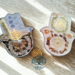 ORGONIT harmónia füstölö tartó sungit, aventurin, hópehely obszidián, pirit és labradorit ásványokkal - otthon & életmód - dekoráció - spiritualitás - füstölő és füstölőtartó - Meska.hu