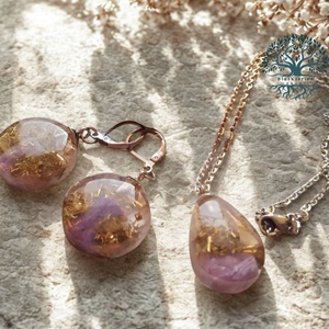 Orgonit és nemesacél szett csaroittal, rózsakvarccal, hegyikristállyal, réz forgáccsal - ékszer - ékszerszett - Meska.hu