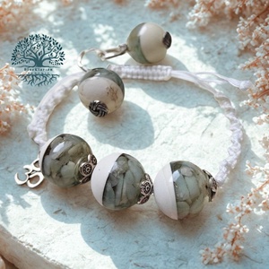 ORGONIT energia és erő gyöngyök ásványokkal, rézzel, csúszókötéses karkötőn, fülbevalón - ékszer - karkötő - gyöngyös karkötő - Meska.hu