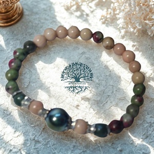 Szívcsakra karkötő 10 mm-es hematit 6 mm-es fazettált achát, rubin zoizit és thulit ásványokkal - ékszer - karkötő - gyöngyös karkötő - Meska.hu