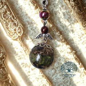 ORGONIT védelmező, erősítő peridot, hematit és tigrisszem ásvány és levendula szirom könyvjelző - könyv & zene - könyvjelző - Meska.hu