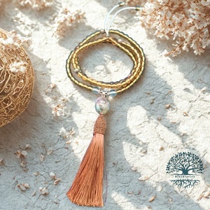 ORGONIT gyöngyös bőség és életöröm citrin ásványgyöngy mala, imalánc, pirit  osztókkal - otthon & életmód - dekoráció - spiritualitás - mala - Meska.hu