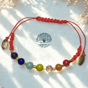 Csakra harmonizáló, hét csakra ásvány karkötő csúszókötéses kabbala zsinegen - Meska.hu
