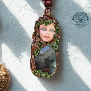 Erdőtündér álma labradorit ásvánnyal, Ékszer, Nyaklánc, Medálos nyaklánc, Ékszerkészítés, Gyurma, MESKA