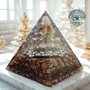 Orgonit nap ereje piramis citrinnel, kép jáspissal és tigrisszemmel - otthon & életmód - dekoráció - spiritualitás - orgonit piramis - Meska.hu