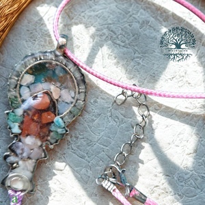 Orgonit Ganesha medál karneol, rózsaopál, jáspis, amazonit és holdkő ásványokkal - otthon & életmód - dekoráció - spiritualitás - ásványok - Meska.hu