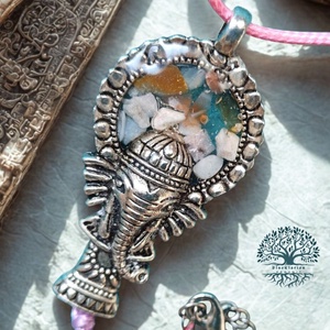 Orgonit Ganesha medál karneol, rózsaopál, jáspis, amazonit és holdkő ásványokkal, Otthon & Életmód, Dekoráció, Spiritualitás, Ásványok, Mindenmás, MESKA