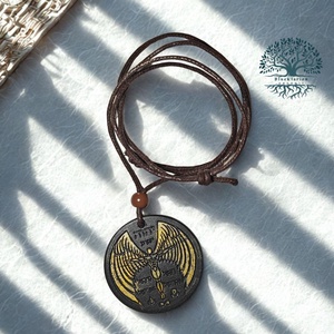 Védelem, Quantum csendje, OM lávakő medálos nyaklánc, hematit és rudraksha gyöngyökkel nemesacél sodronyon - ékszer - nyaklánc - medálos nyaklánc - Meska.hu