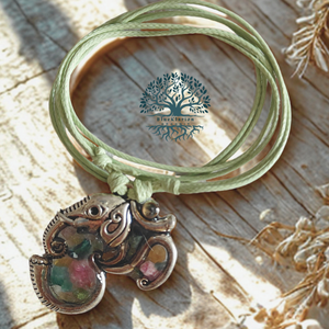 Orgonit Elefánt Ohm medál szInes turmalin ásványokkal - otthon & életmód - dekoráció - spiritualitás - ásványok - Meska.hu