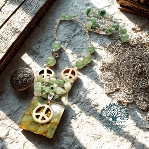 ORGONIT béke a szívnek aventurin és howlit ásványos nyaklánc - ékszer - nyaklánc - medálos nyaklánc - Meska.hu
