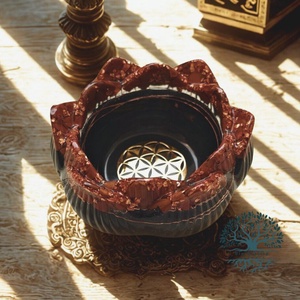 ORGONIT önzetlenség lótuszvirág gyertyatartó jáspis és sungit ásványokból, Otthon & Életmód, Gyertya, illat, aroma, Mécses és mécsestartó, Gyertya-, mécseskészítés, Ékszerkészítés, MESKA