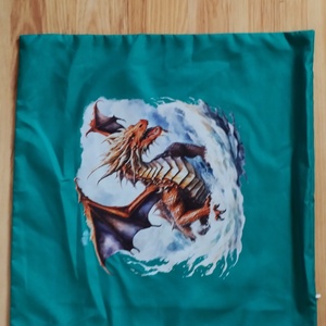 Sárkányos  díszpárna huzat 45x45cm, Otthon & Életmód, Lakástextil, Párna & Párnahuzat, Díszpárnahuzat, Fotó, grafika, rajz, illusztráció, MESKA