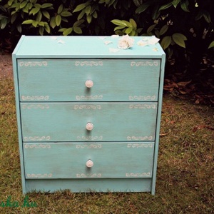 - 20 % akciós! ETNO - türkizkék shabby chic komód - éjjeliszekrény -  - Meska.hu