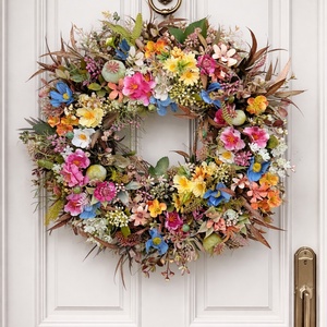 Erdő-mező szépségei - tavaszi vadvirágos selyemvirágos kopogtató ajtódísz, Otthon & Életmód, Dekoráció, Ajtó- és ablak dekoráció, Ajtódísz & Kopogtató, Virágkötés, Mindenmás, MESKA