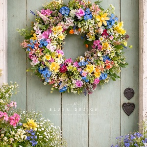 Erdő-mező szépségei - tavaszi nyári vadvirágos selyemvirágos kopogtató ajtódísz - Meska.hu