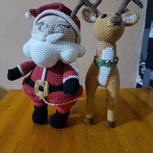 Télapó és rénszarvasa, Karácsony, Mikulás, Mikulás beltéri dekoráció, Horgolás, MESKA