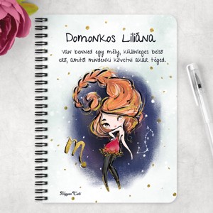 Személyre szabható - Vörös hajú Csini Skorpió lány mintás A5-ös füzet - otthon & életmód - papír, írószer - jegyzetfüzet & napló - Meska.hu