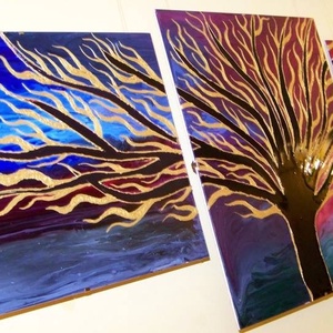 Holdtöltétől hajnalig üvegfestett kép, , Festett tárgyak, Festészet, MESKA