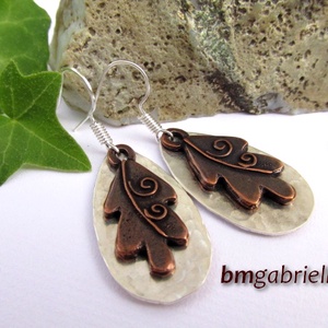 Tölgylevél - kézműves fülbevaló - egyedi tervezésű kézműves ékszer - ékszer - fülbevaló - lógó csepp fülbevaló - Meska.hu