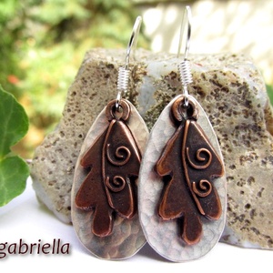 Tölgylevél - kézműves fülbevaló - egyedi tervezésű kézműves ékszer - ékszer - fülbevaló - lógó csepp fülbevaló - Meska.hu