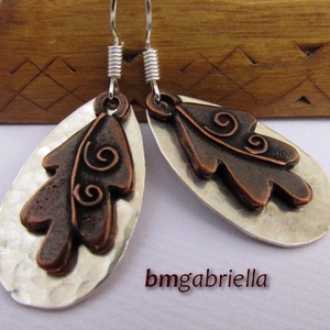 Tölgylevél - kézműves fülbevaló - egyedi tervezésű kézműves ékszer - ékszer - fülbevaló - lógó csepp fülbevaló - Meska.hu