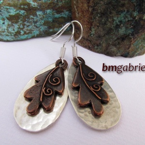 Tölgylevél - kézműves fülbevaló - egyedi tervezésű kézműves ékszer - ékszer - fülbevaló - lógó csepp fülbevaló - Meska.hu