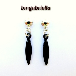 Hosszú csepp - tűzzománc bedugós fülbevaló - fekete - Meska.hu