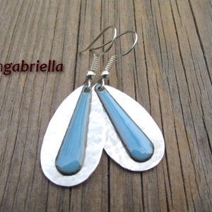 Cseppben a csepp - világoskék tűzzománc és ezüstözött fülbevaló - egyedi tervezésű ékszer - ékszer - fülbevaló - lógó csepp fülbevaló - Meska.hu